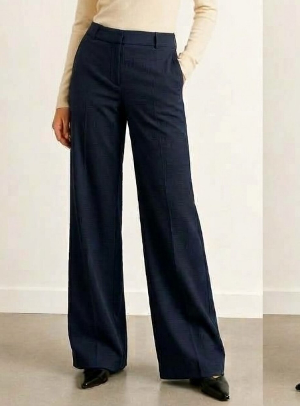 Classiques Entier Navy Wide-Leg High-Rise Trousers